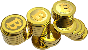 Bitcoin currency: stacks of coins