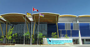 Richmond, British Columbia, and Canadian flags at The Olympic Oval